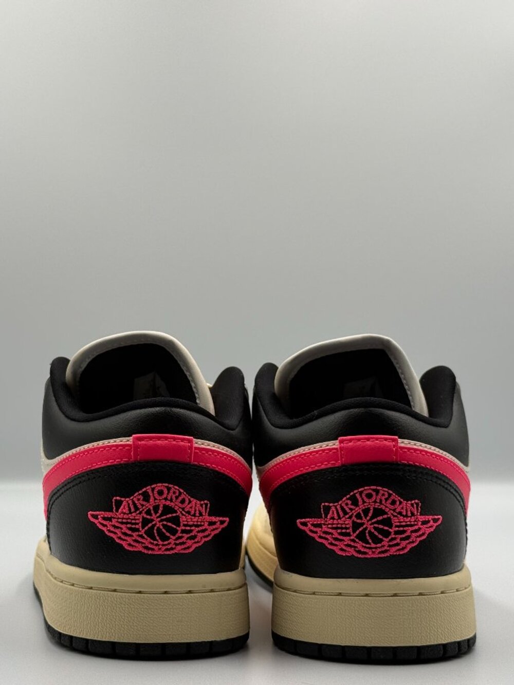 Womens Air Jordan 1 Low_Pale Ivory/Racer Pink-Black-MuslinShoe DC0774-107 8W - Picture 4 of 5